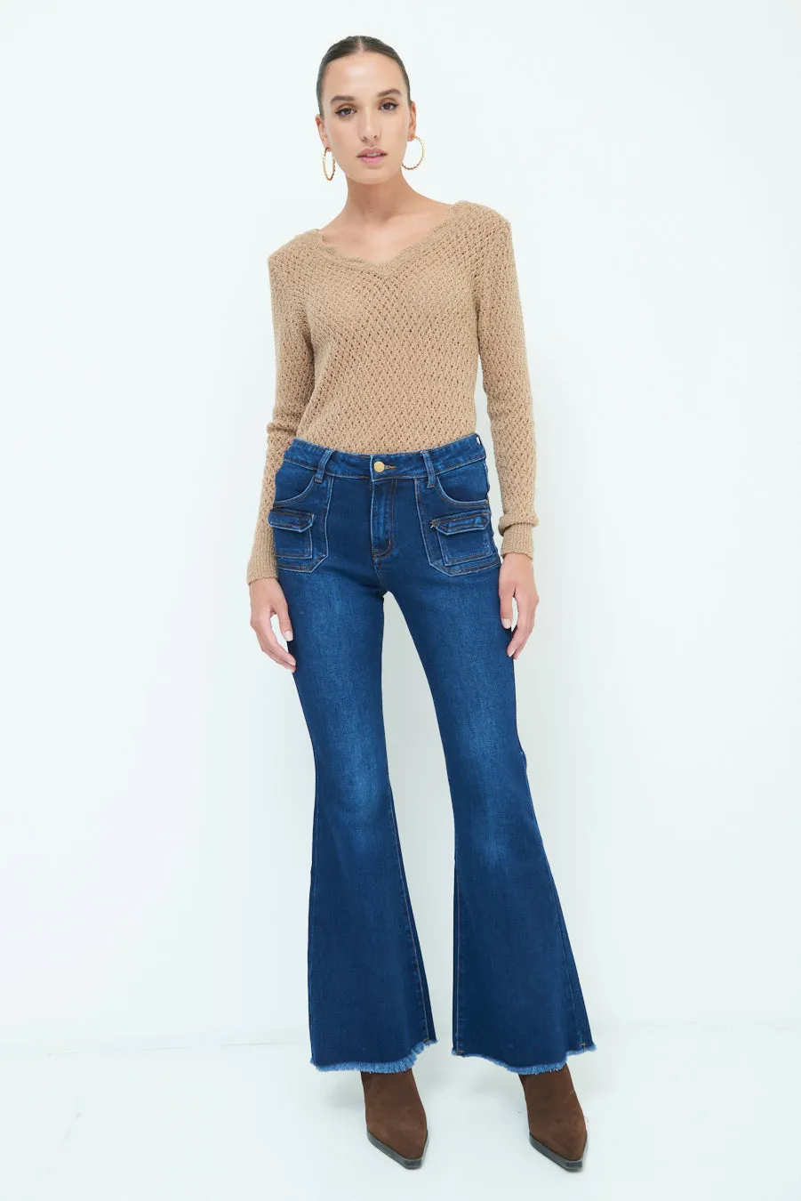 Modern flared pocket jeans wholesale