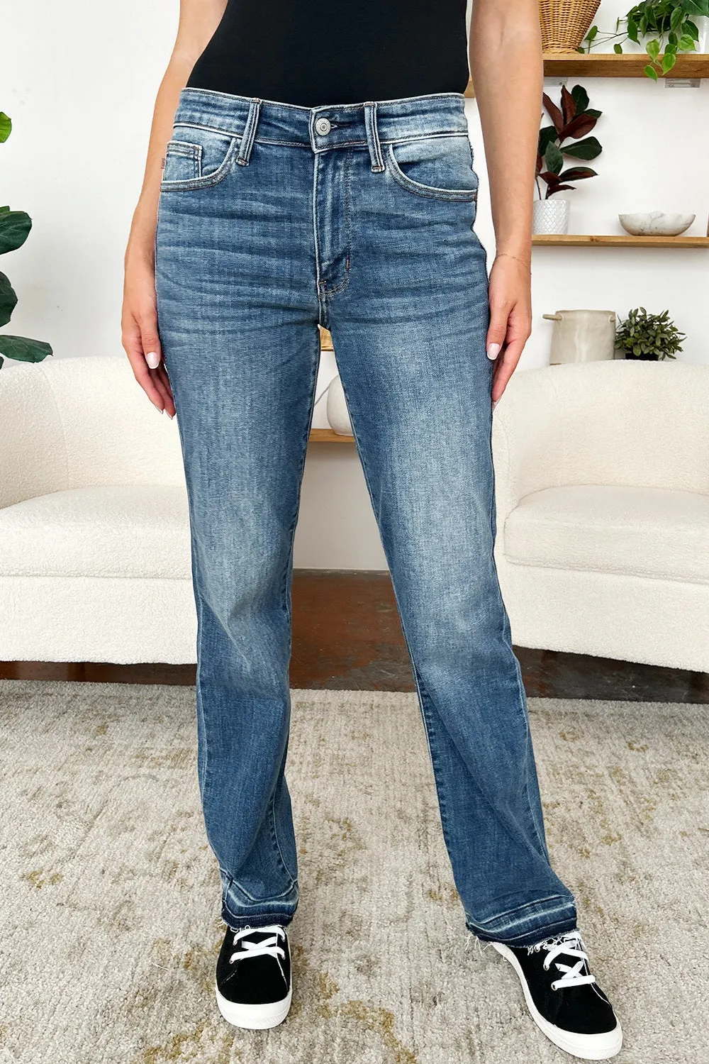 Morgan Mid Rise Bootcut Release Hem Jeans