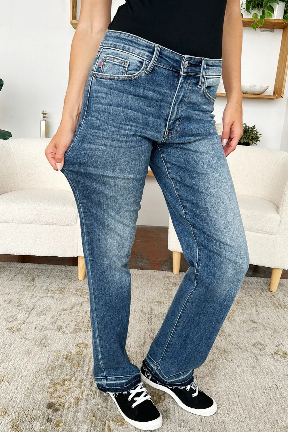 Morgan Mid Rise Bootcut Release Hem Jeans
