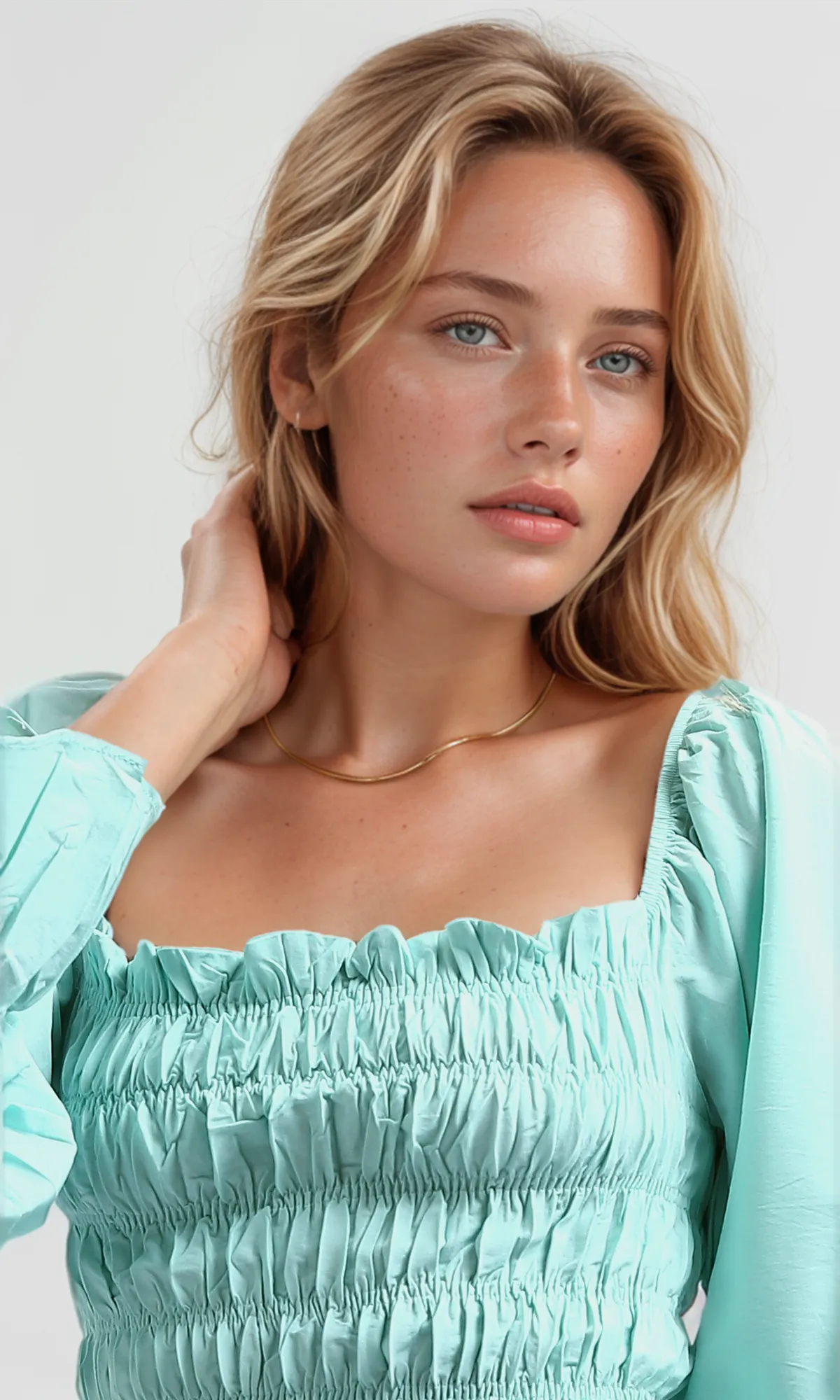 O189742 Solid Trendy Top Long Sleeve Shirts - Mintgreen