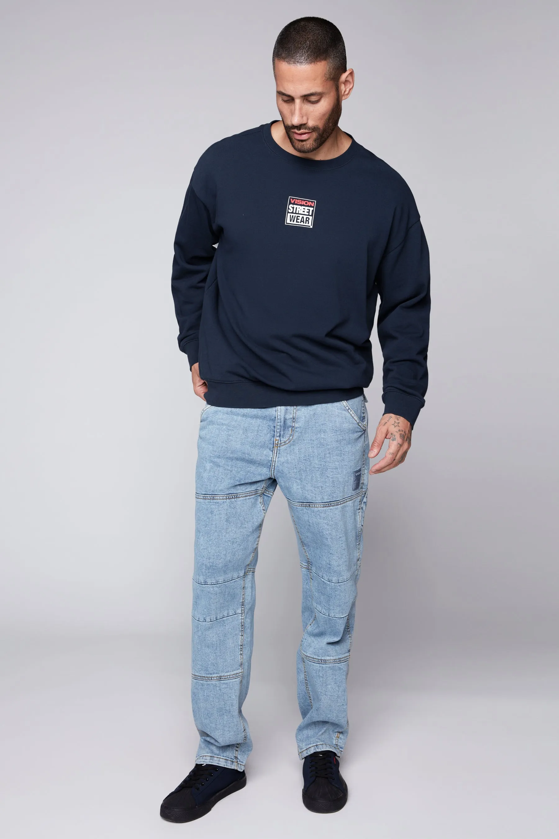 OLI - Loose Fit Pant with Adjustable Hems - Dark Stone Denim