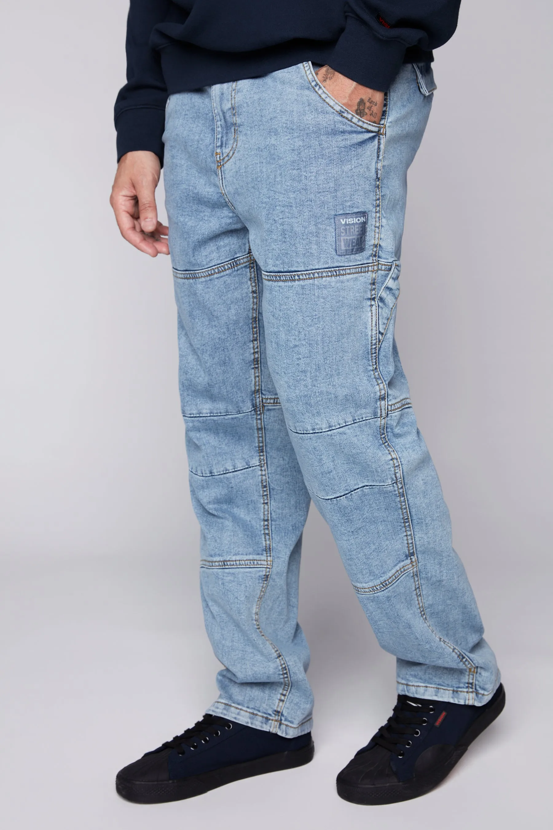 OLI - Loose Fit Pant with Adjustable Hems - Dark Stone Denim