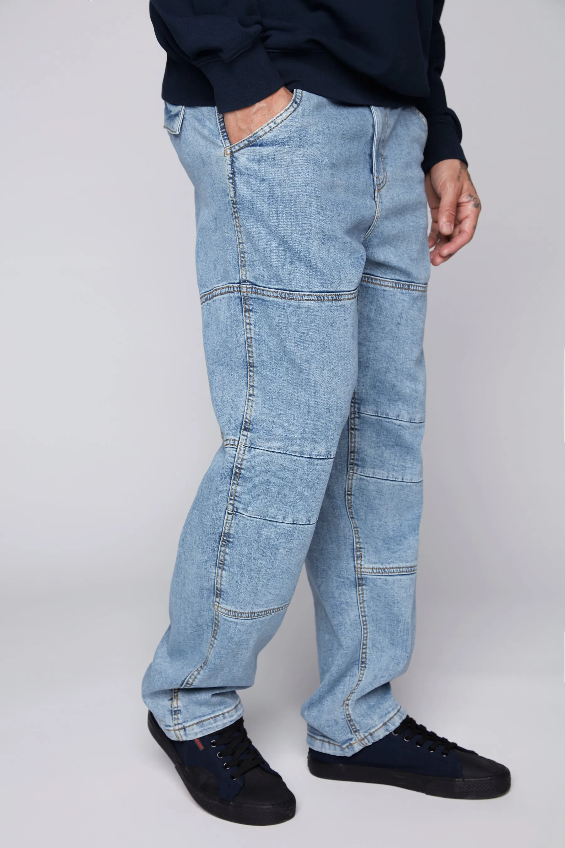 OLI - Loose Fit Pant with Adjustable Hems - Dark Stone Denim