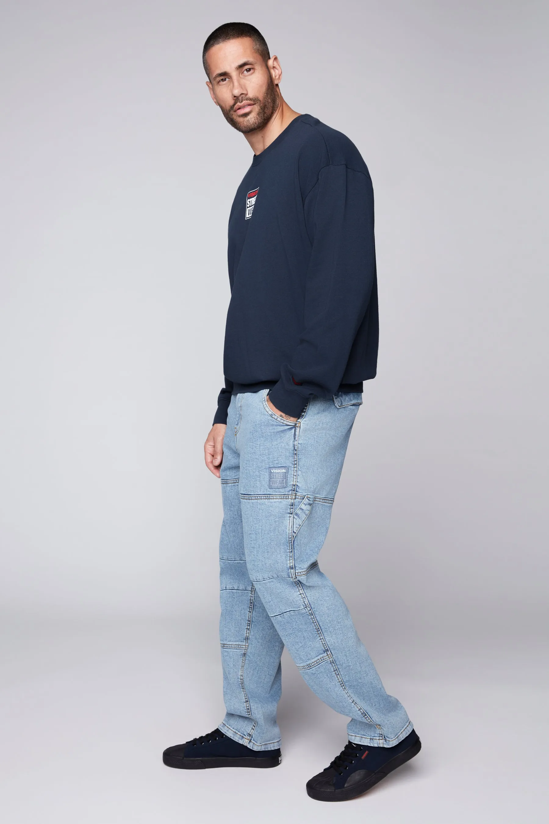 OLI - Loose Fit Pant with Adjustable Hems - Dark Stone Denim