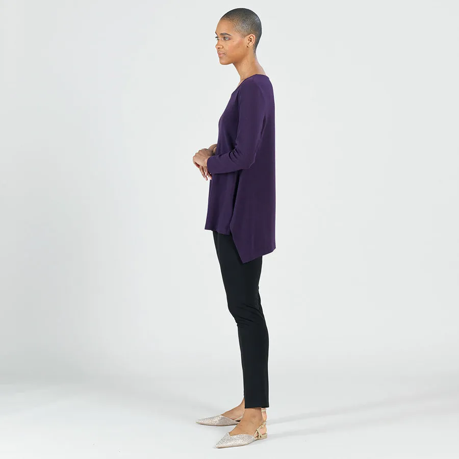 Parachute Hem Sweater Tunic in Eggplant