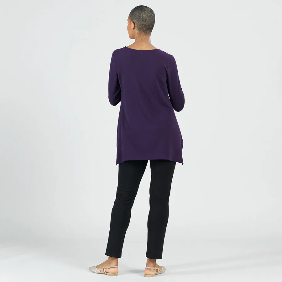 Parachute Hem Sweater Tunic in Eggplant