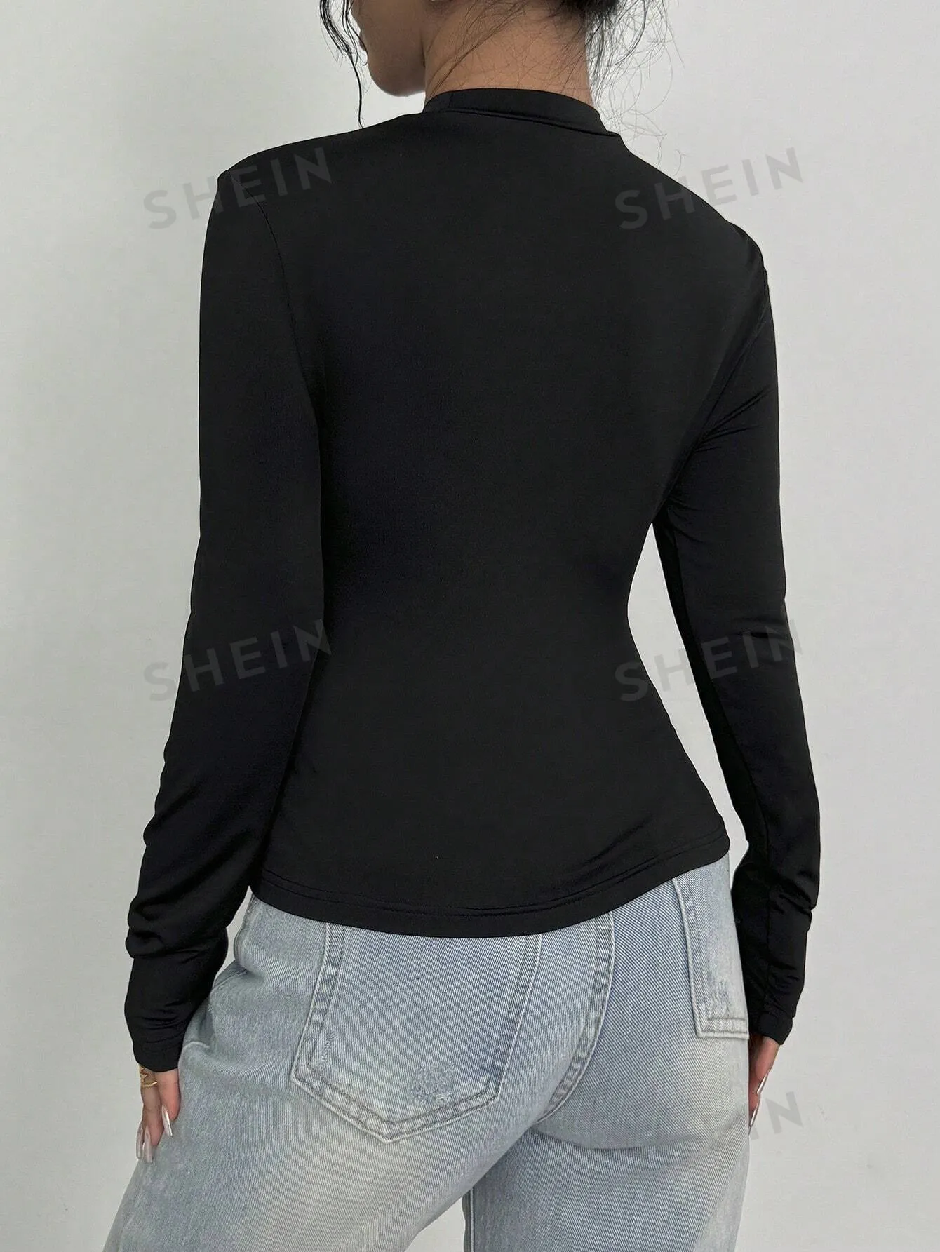 Privé Women's Elegant Vintage Style Floral 3D Print Long Sleeve Slim Fit T-Shirt