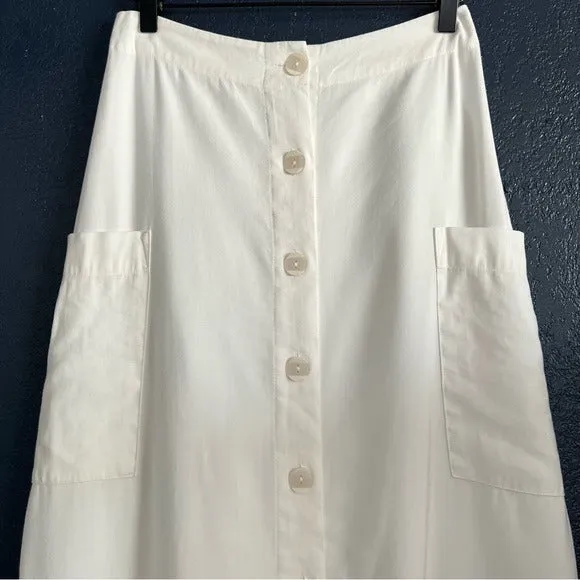 Promesa White Long Button Down Skirt