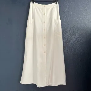 Promesa White Long Button Down Skirt