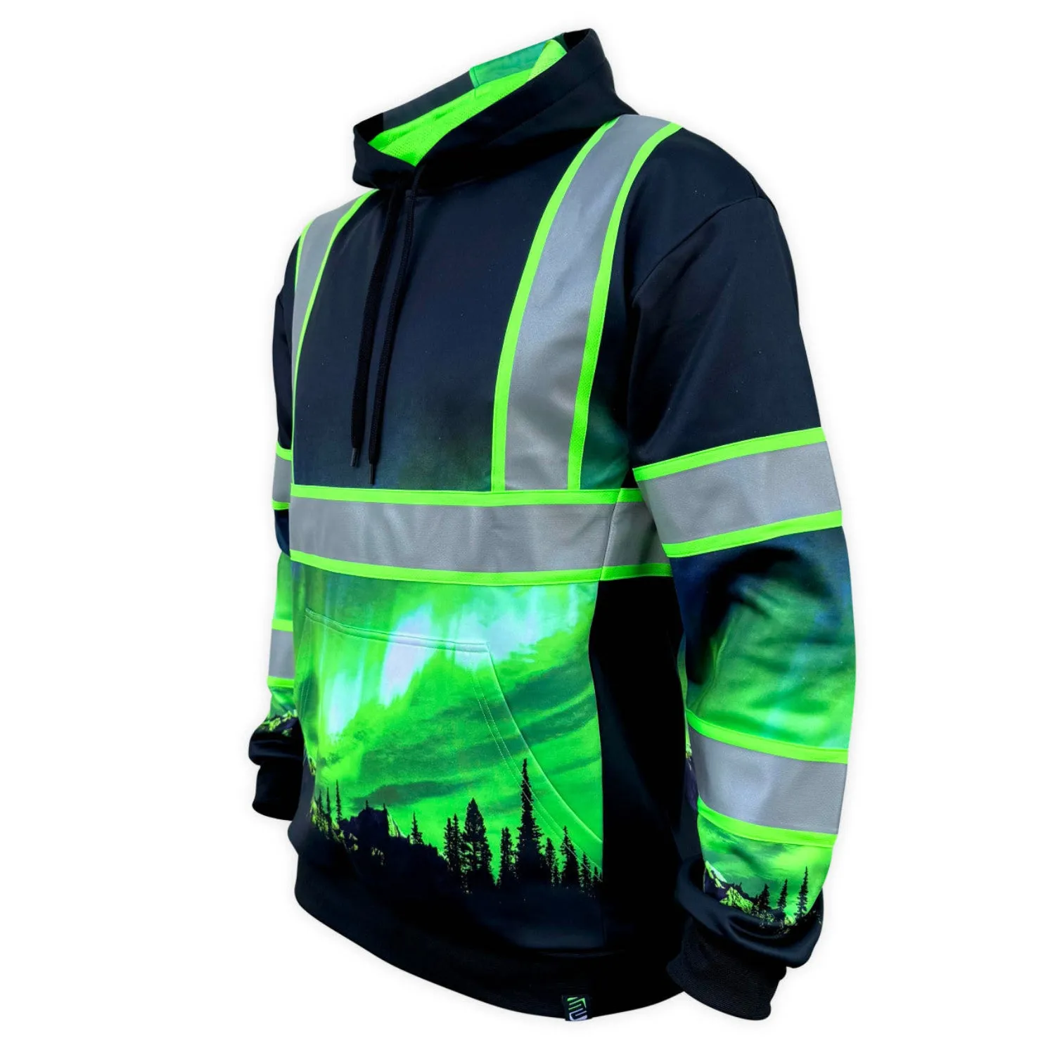 SafetyShirtz Northern Lights Graphic Hi-Vis Hoodie