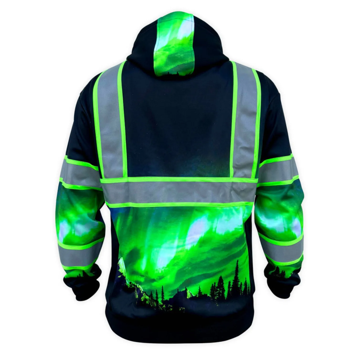SafetyShirtz Northern Lights Graphic Hi-Vis Hoodie