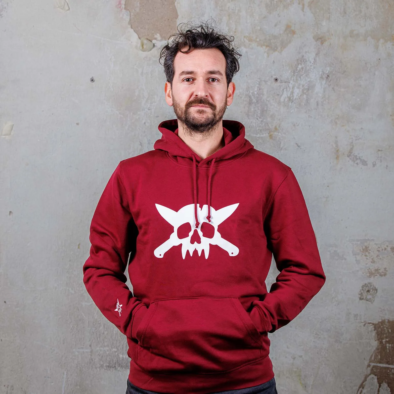 Skull logo Spring/Fall Edition Burgundy Hoodie (Fair Trade/Organic Cotton)