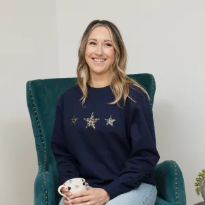 Triple Leopard Stars Navy Sweatshirt