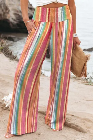 Vacation Chill Elastic Waist Striped Palazzo Pants
