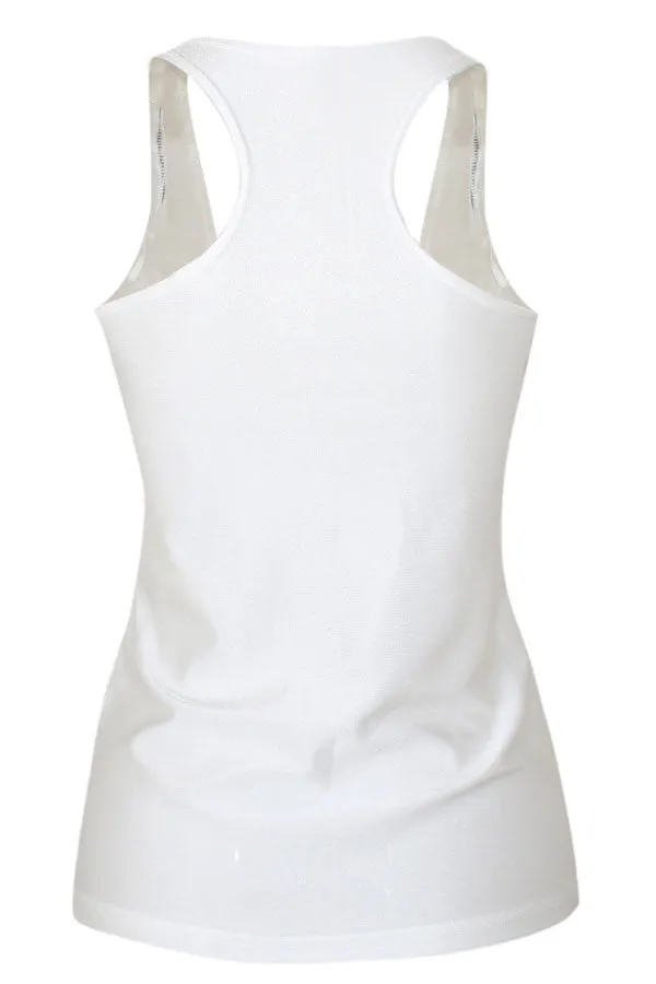 White Slipknot Print Elegant Top