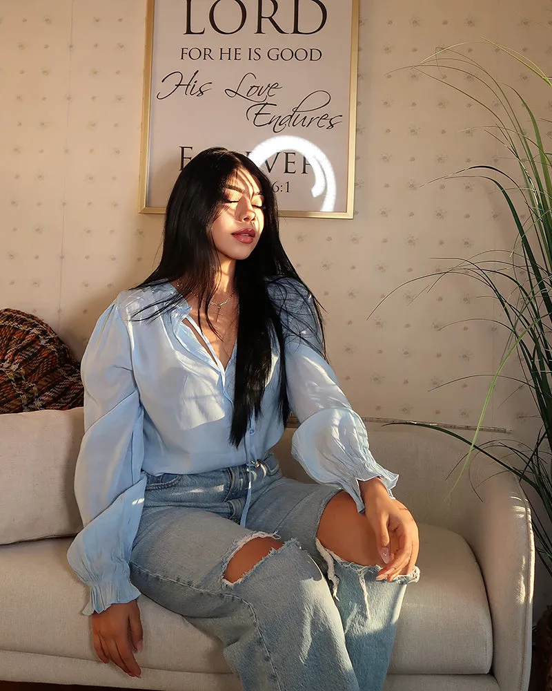 Women's Frill Mock Neck Blouse Long Sleeve Ruffle Shirt Top Elegant Office Tops S-XXL - Zeagoo (Us Only)