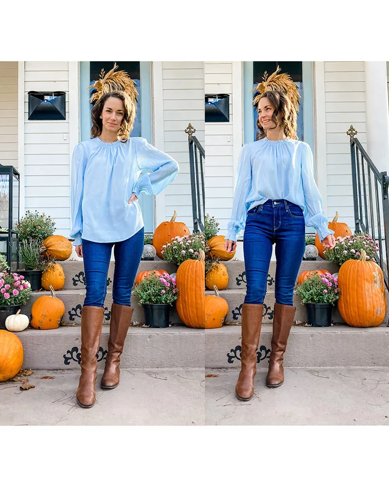 Women's Frill Mock Neck Blouse Long Sleeve Ruffle Shirt Top Elegant Office Tops S-XXL - Zeagoo (Us Only)