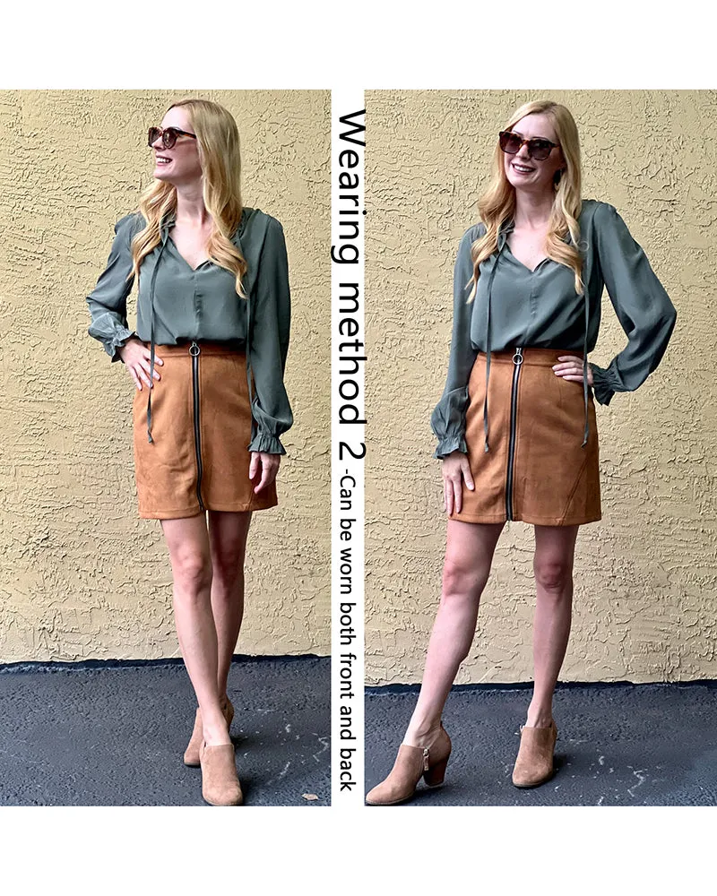 Women's Frill Mock Neck Blouse Long Sleeve Ruffle Shirt Top Elegant Office Tops S-XXL - Zeagoo (Us Only)