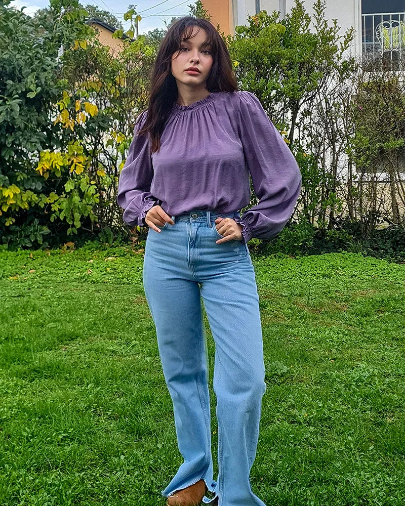 Women's Frill Mock Neck Blouse Long Sleeve Ruffle Shirt Top Elegant Office Tops S-XXL - Zeagoo (Us Only)