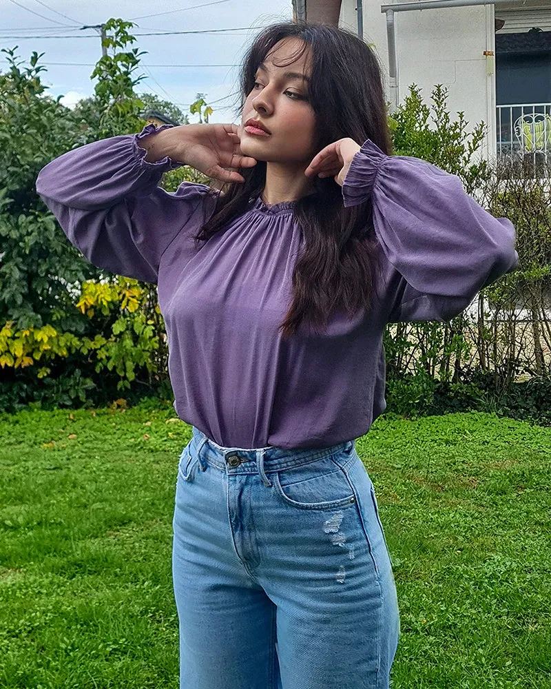 Women's Frill Mock Neck Blouse Long Sleeve Ruffle Shirt Top Elegant Office Tops S-XXL - Zeagoo (Us Only)