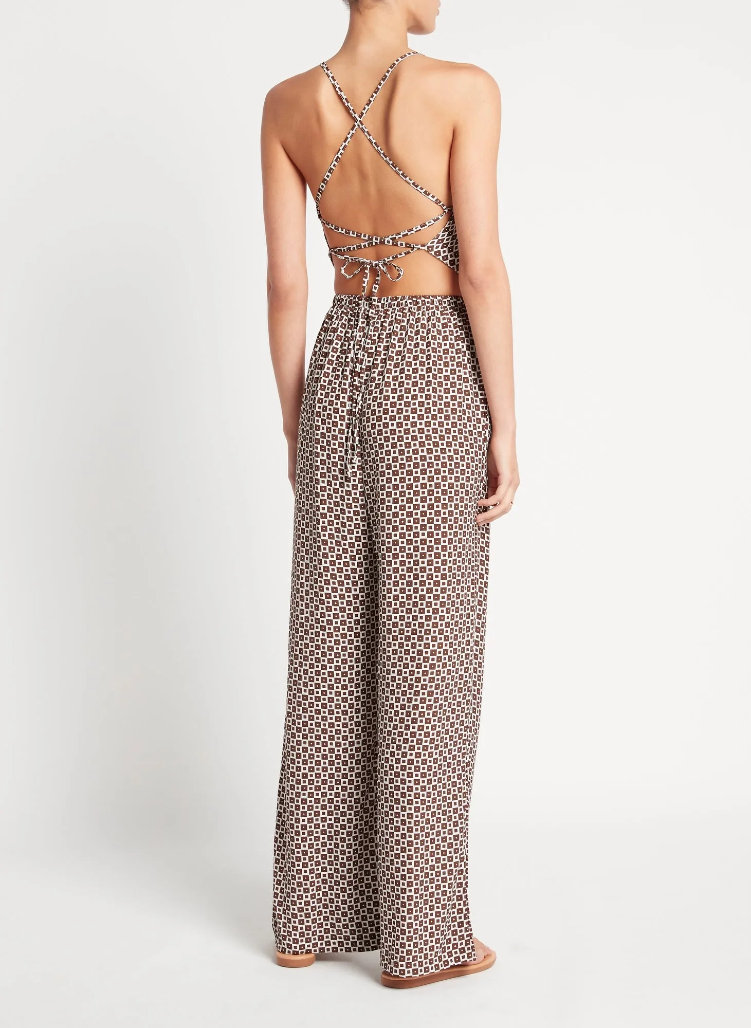 Womens High Waist Pants with Checkered Print