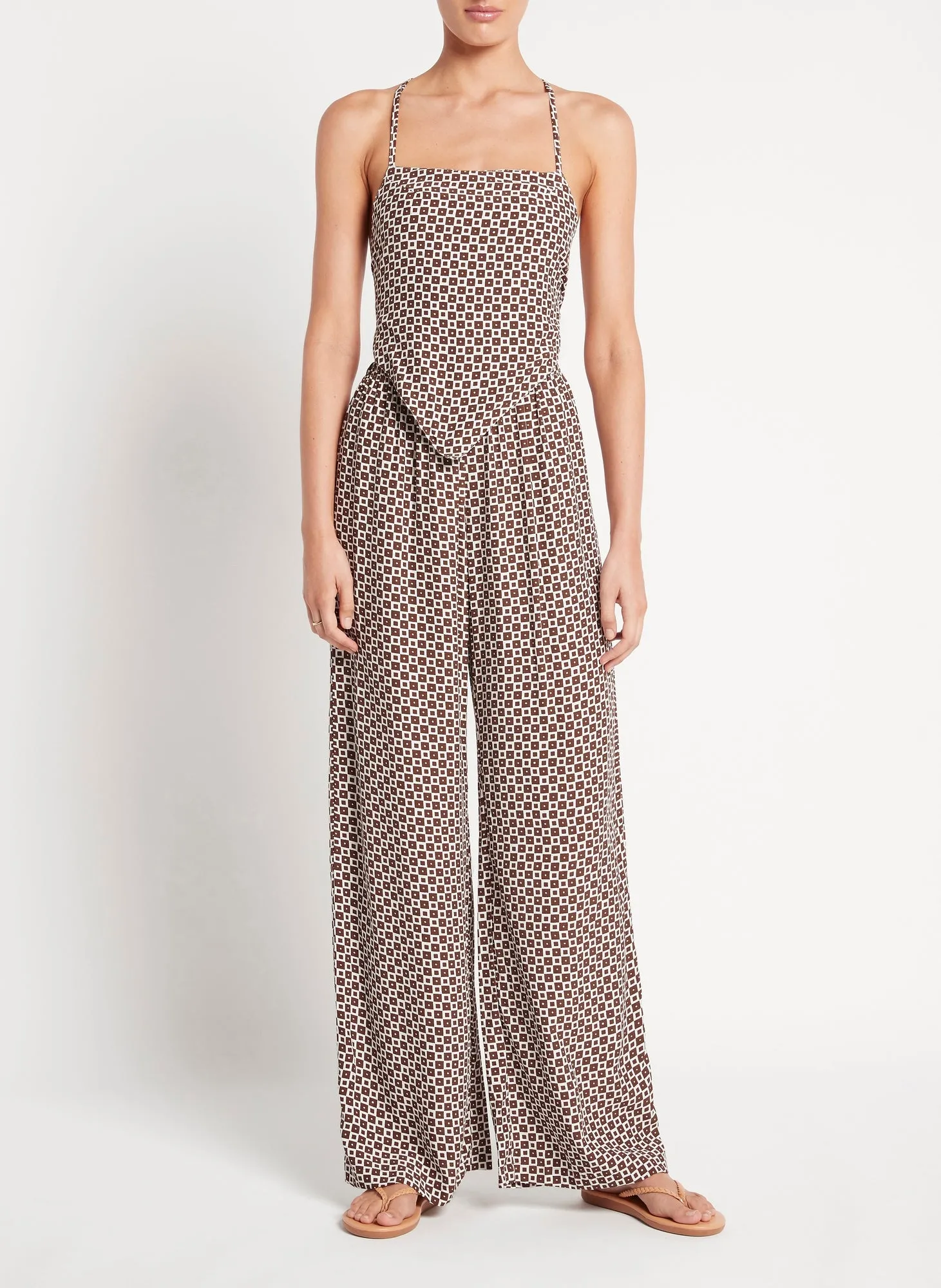 Womens High Waist Pants with Checkered Print