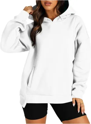 Womens Oversized Hoodies Fleece Sweatshirts Casual Long Sleeve Drop Shoulder Pullover Fall Winter Outfits Y2K Tops