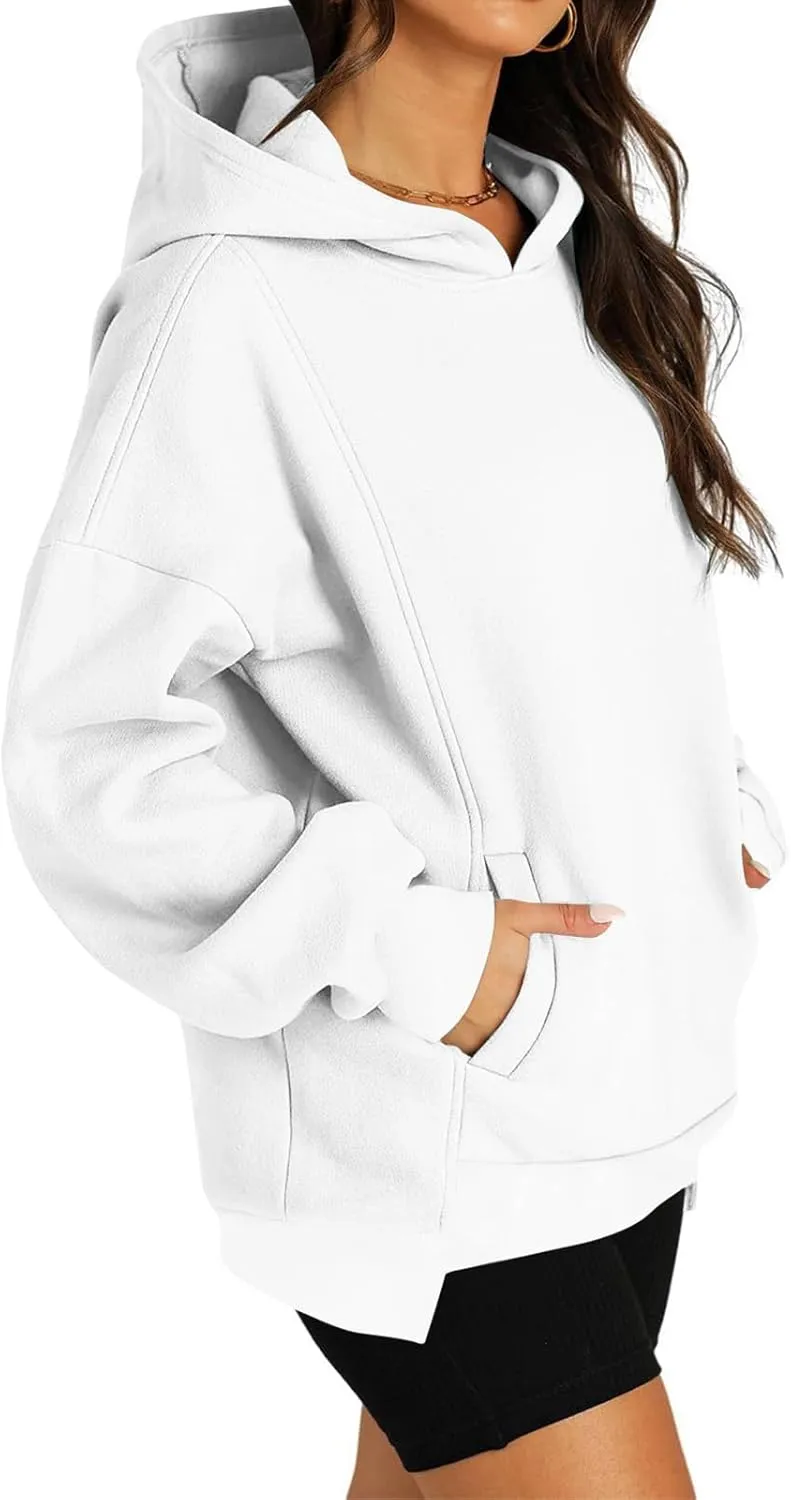 Womens Oversized Hoodies Fleece Sweatshirts Casual Long Sleeve Drop Shoulder Pullover Fall Winter Outfits Y2K Tops
