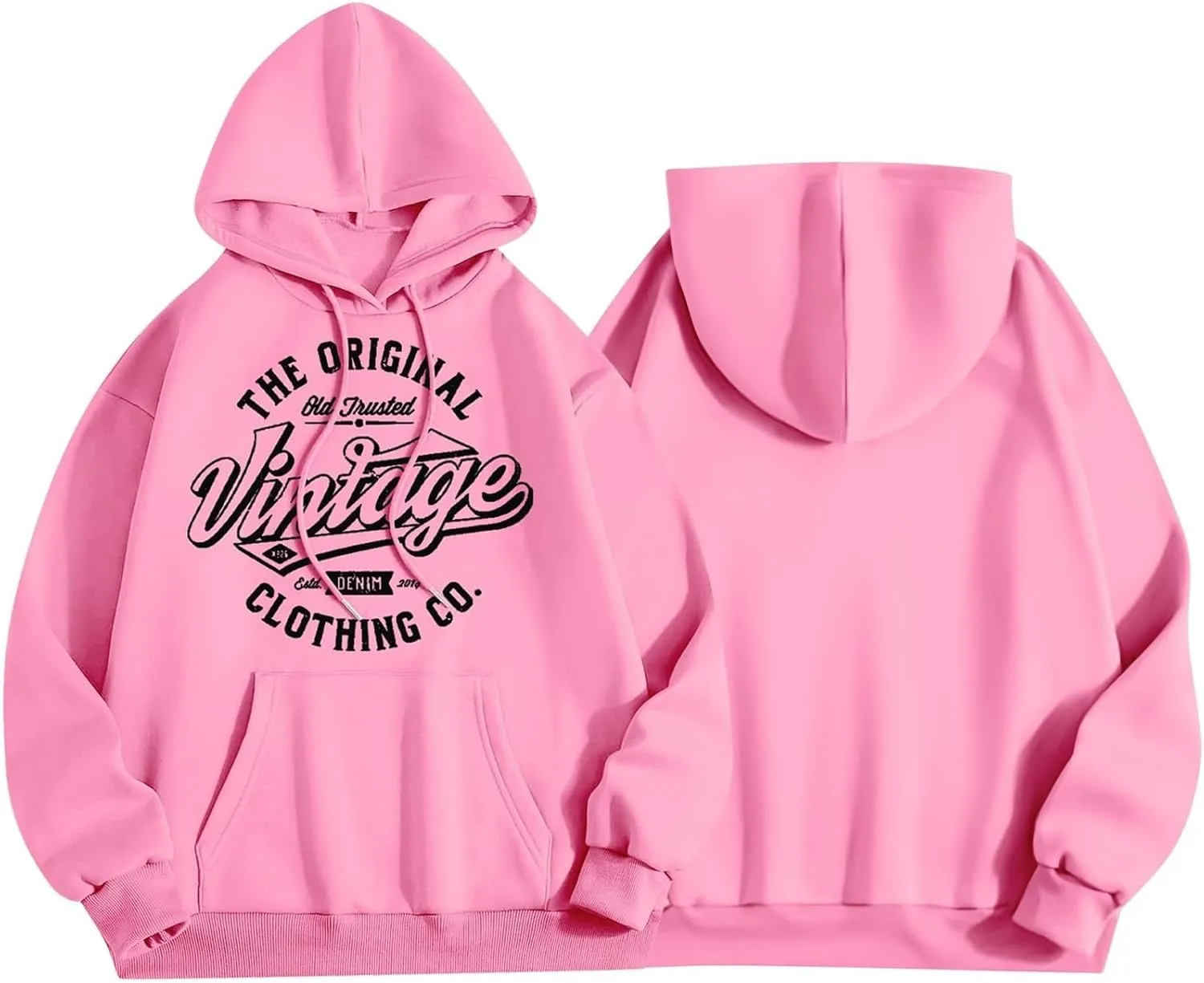 Womens Oversized Hoodies Letter Graphic Print Teen Girls Preppy Sweatshirt Long Sleeve Y2K Graphic Cute Pullover 2024 Outfits