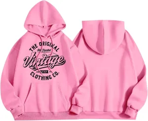 Womens Oversized Hoodies Letter Graphic Print Teen Girls Preppy Sweatshirt Long Sleeve Y2K Graphic Cute Pullover 2024 Outfits