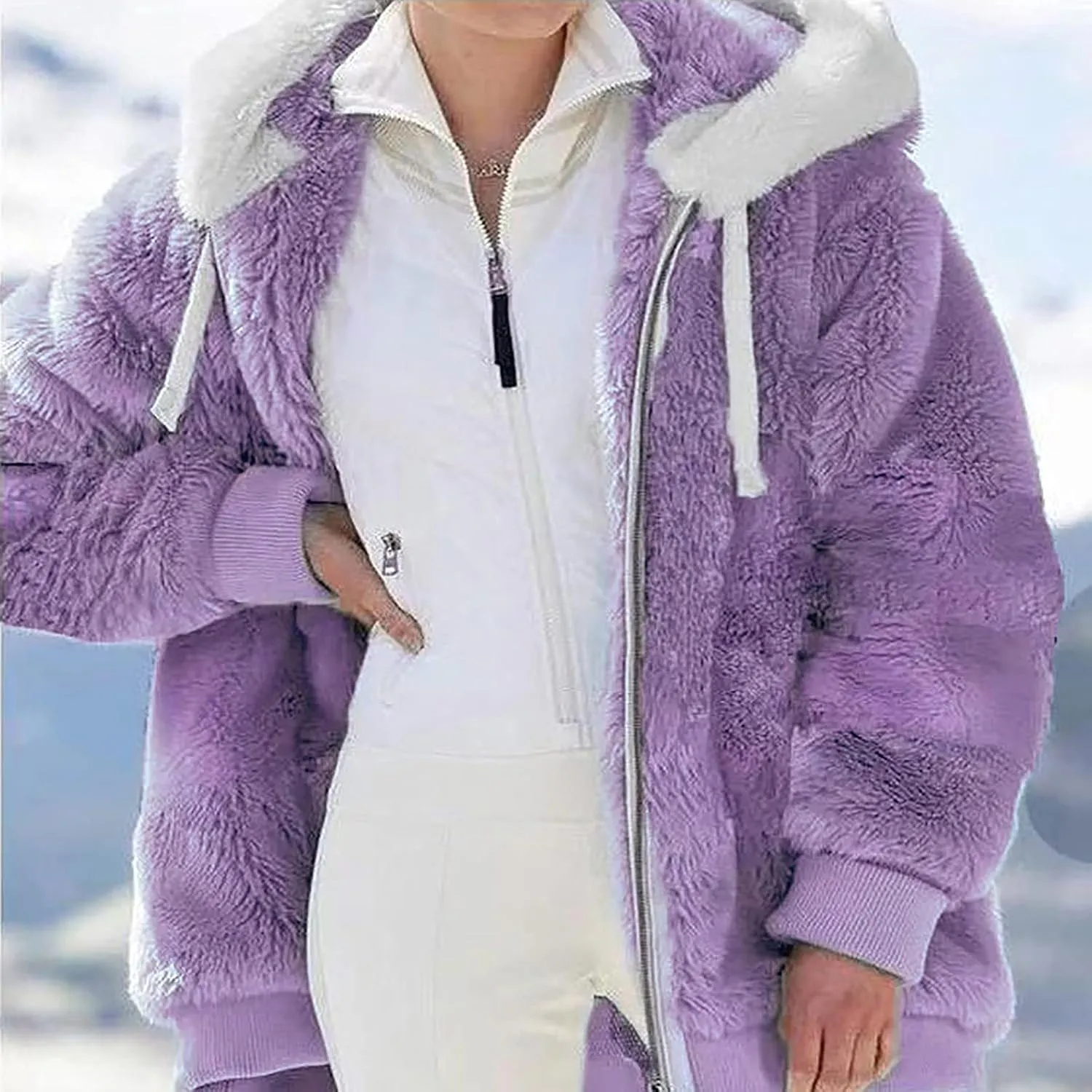 Womens Winter Fleece Jackets Plus Size Coats Oversized Zip Up Hoodies Lightweight Sherpa Jacket Warm Overcoats