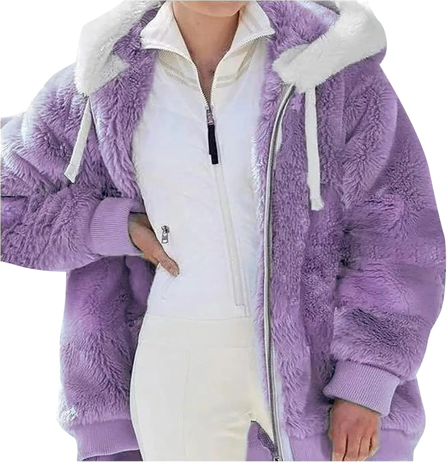 Womens Winter Fleece Jackets Plus Size Coats Oversized Zip Up Hoodies Lightweight Sherpa Jacket Warm Overcoats