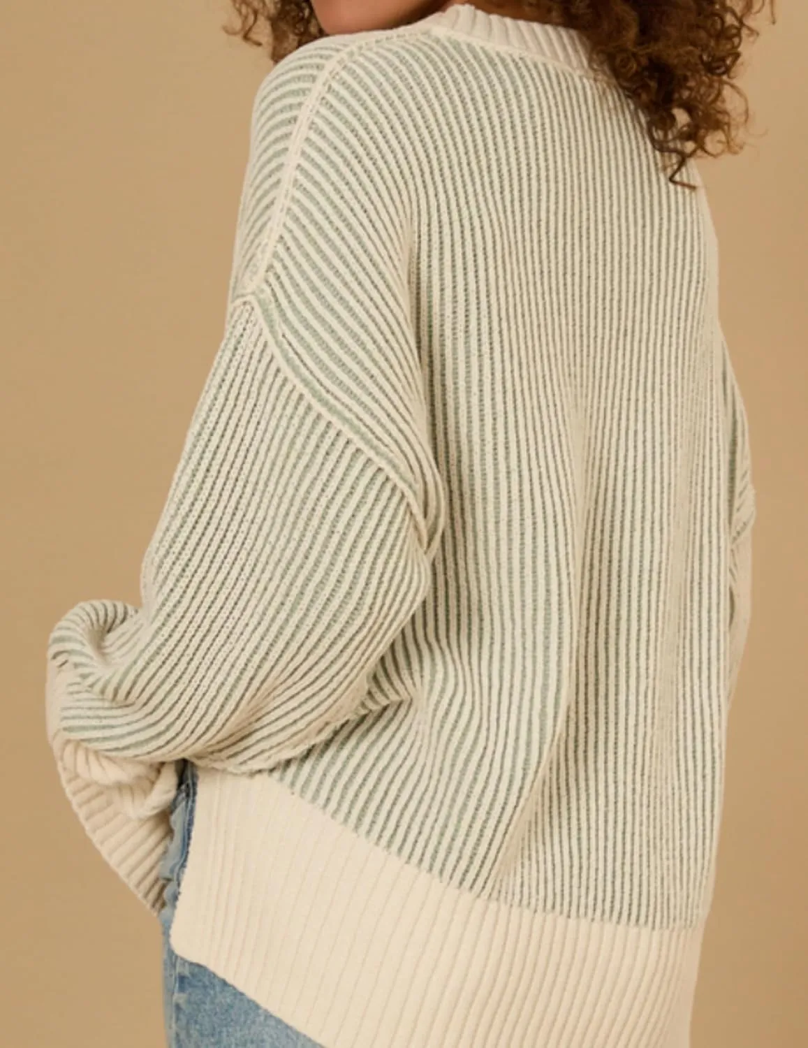 Zeagoo Women 2024 Winter Oversized Sweater Crew Neck Long Sleeve Color Block Pullover Rib Knit Blouse Tops XS-2XL